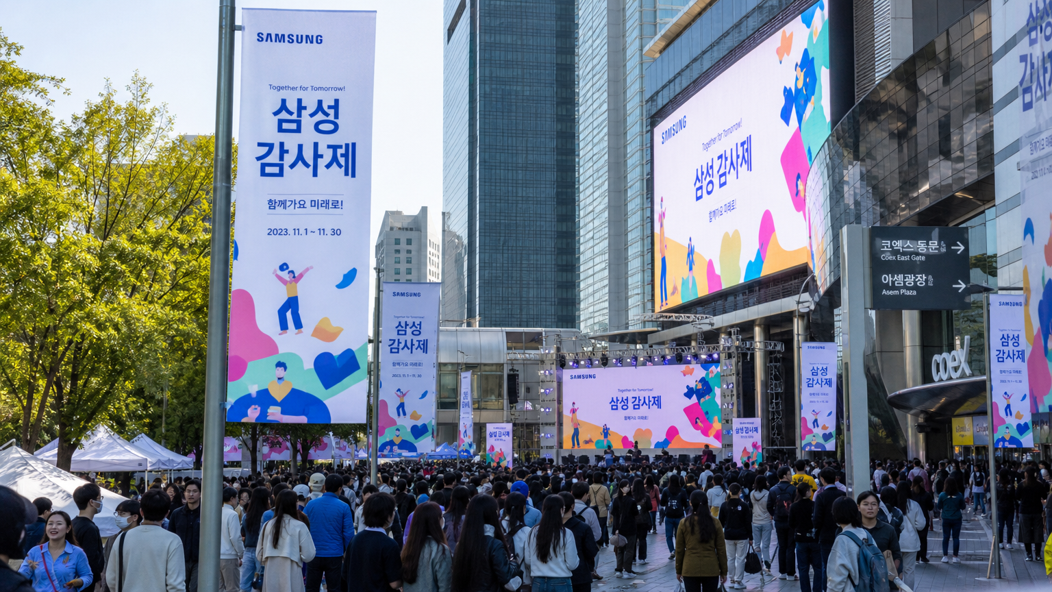 도심 속 활기찬 삼성 감사페스티벌의 현장