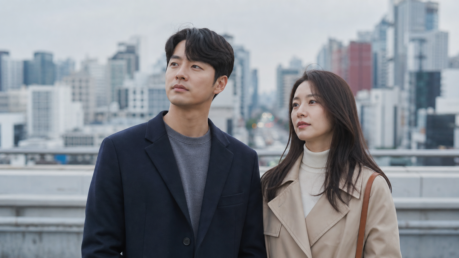 도심 속에서 결혼을 고민하는 현대 한국 커플