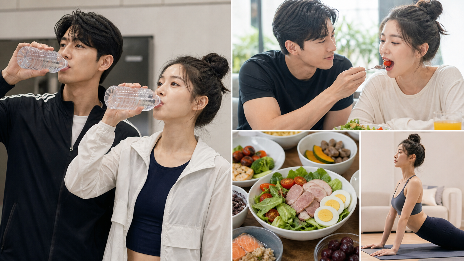 규칙적인 물 섭취와 건강식단을 통해 젊음을 유지하는 연예인 부부의 일상