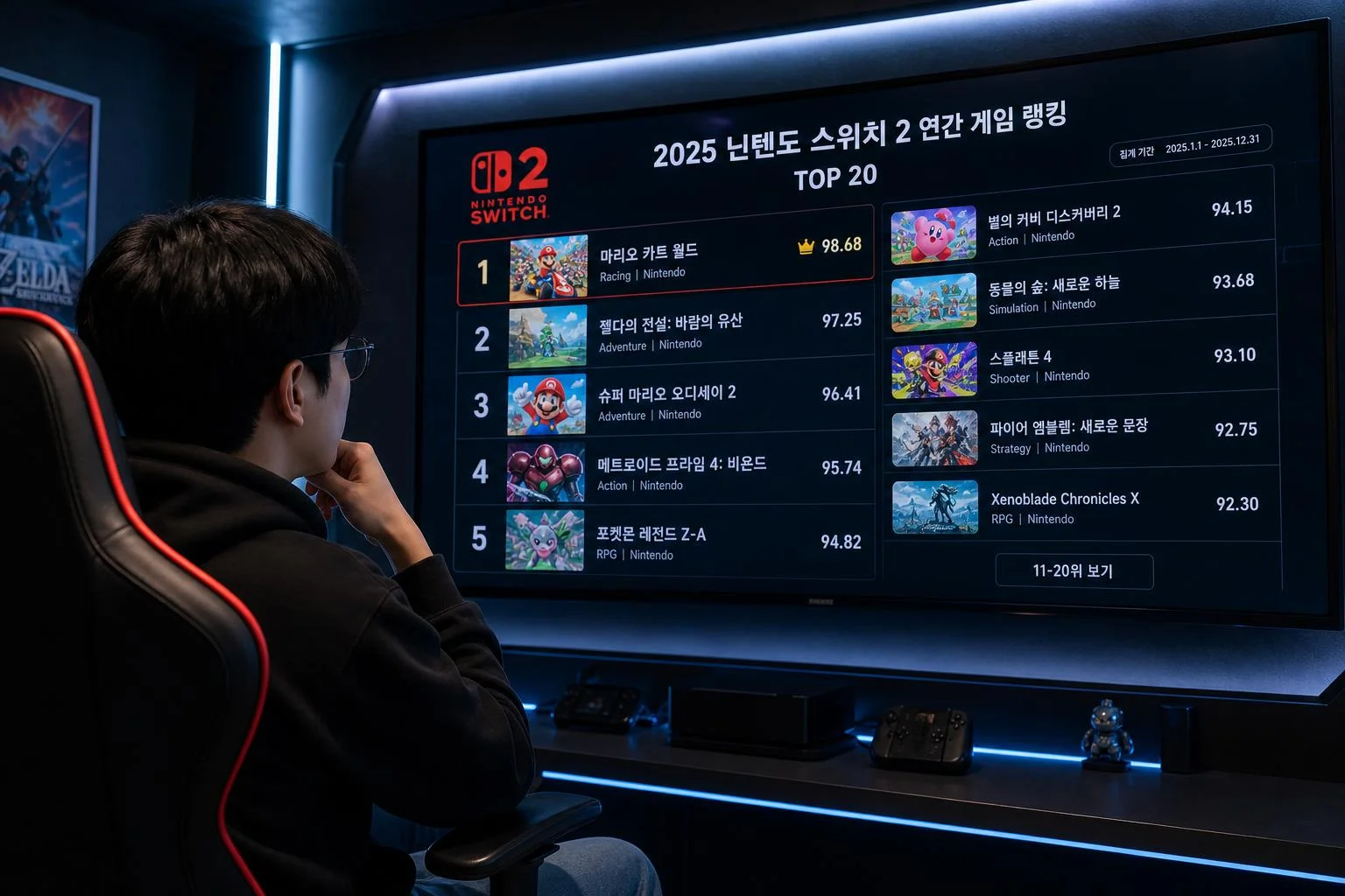 2025년 닌텐도 스위치2, 닌텐도 공식 연간 인기 게임은 무엇일까요?