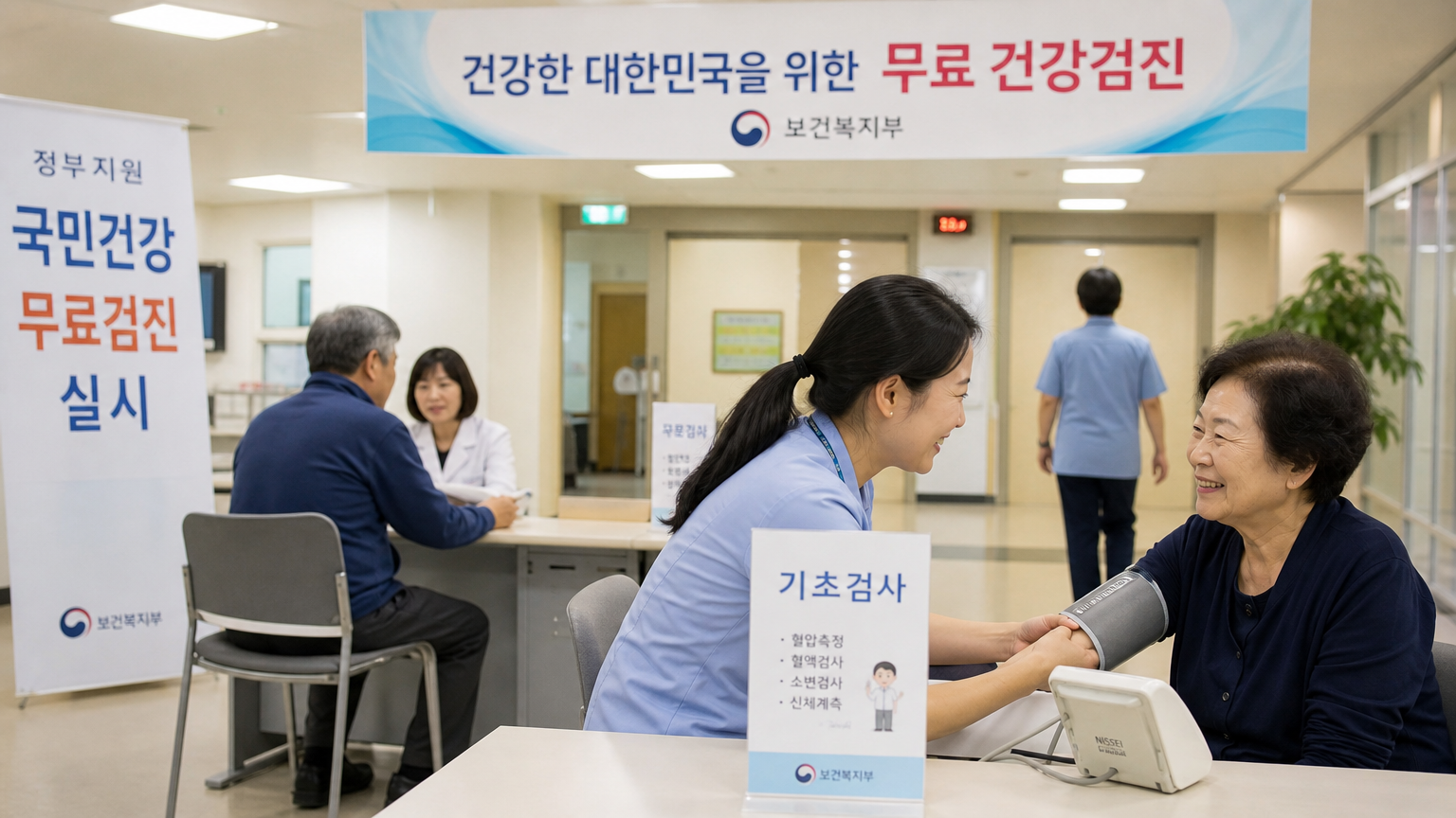 정부 지원 클리닉에서 무료 건강검진을 받는 시민들 모습